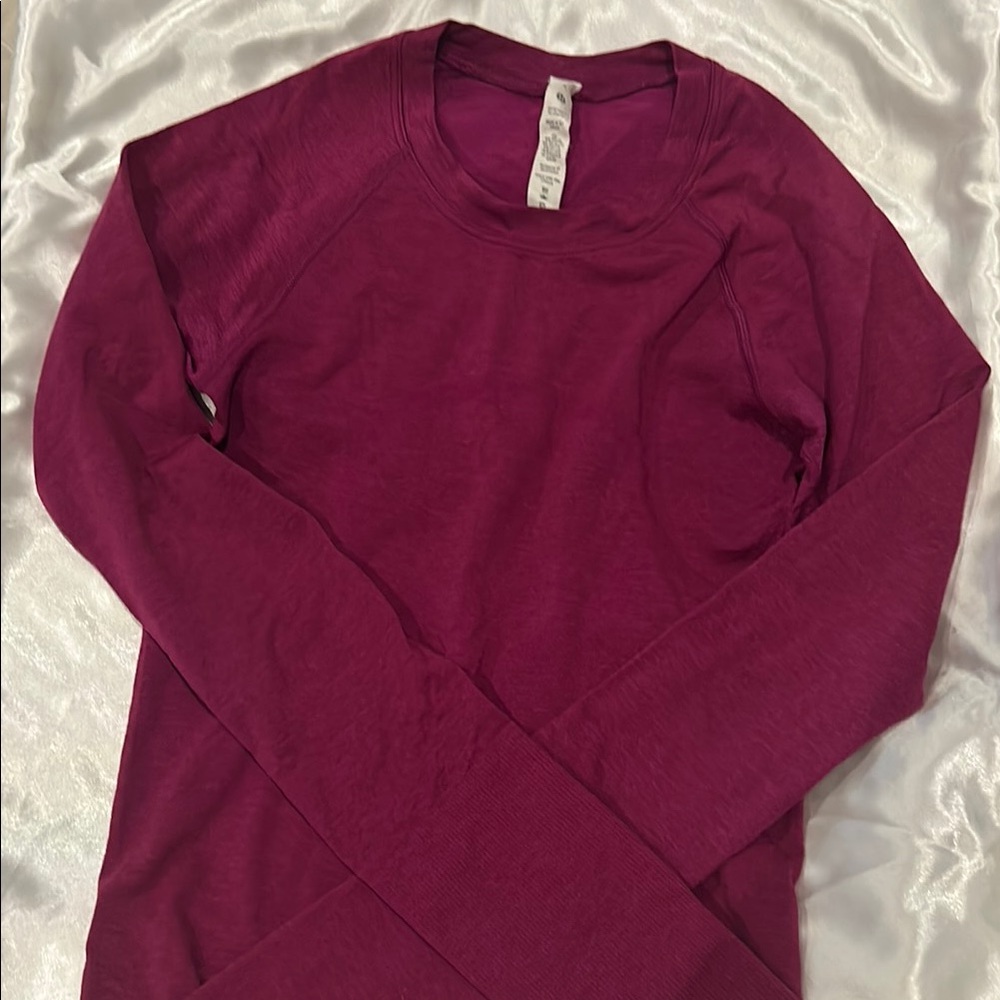 lululemon athletica Pink Fitted Long Sleeve Crew Neck Sweatshirt